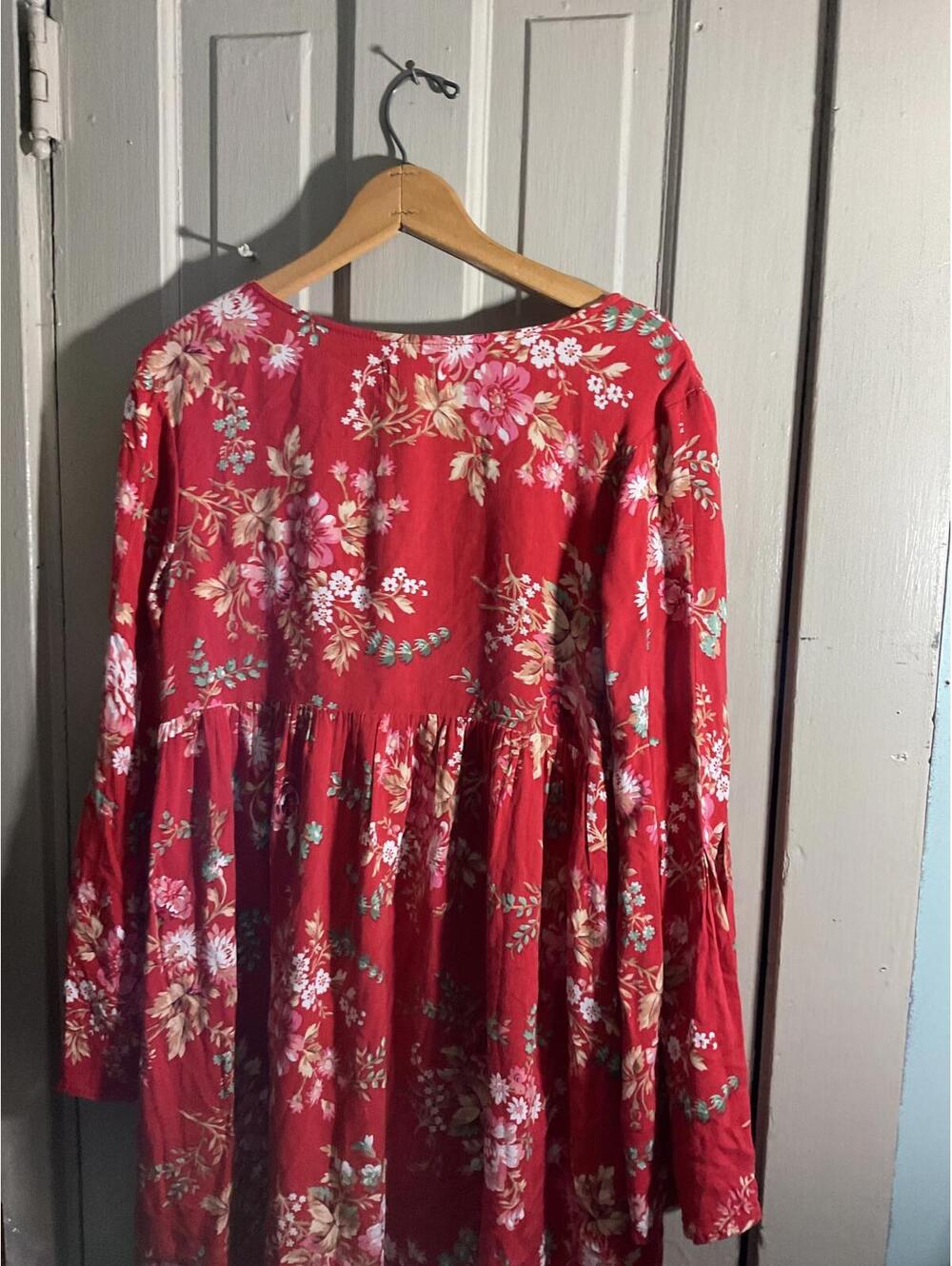Lauren Ralph Lauren Denim And Supply Red Floral Bell Sleeve Dress M - Picture 8 of 11